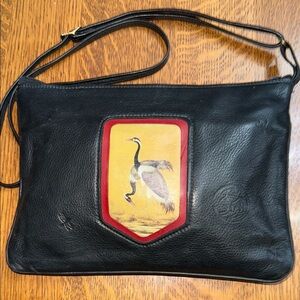 Original leather art by Pam Bronk2Cranedesign stamped and painted pocket in back